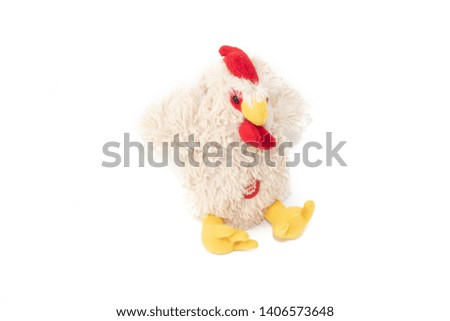 Soft toy cock isolated on white background. Kids toys.