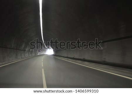 The small Tunnel road and car
