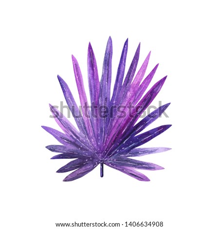 Isolated tropical leaf in night purple and violet colors