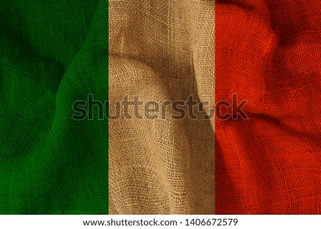 ireland country flag on wicker canvas texture