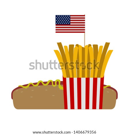 Combo of a hot dog with french fries - Vector
