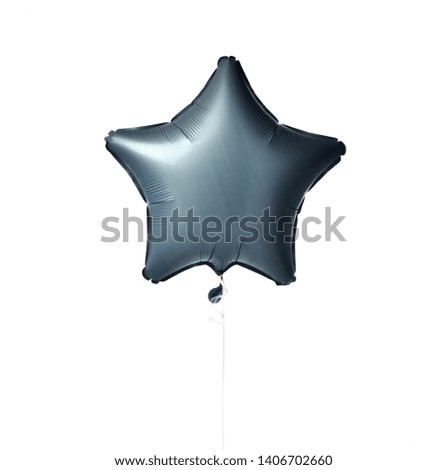 Single light blue gray star metallic balloon object for birthday isolated on white background