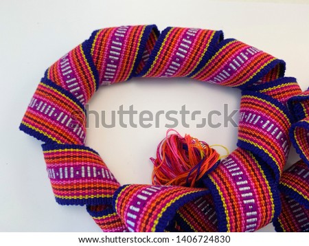 Hill tribe style hand woven fabric for decoration Royalty-Free Stock Photo #1406724830