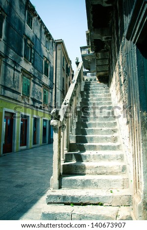 Old house stairway in city of Zadar, Dalmatia, Croatia