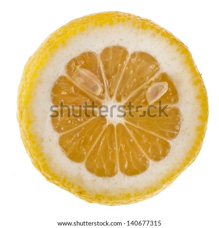 slice lemon close up macro shot isolated on white background