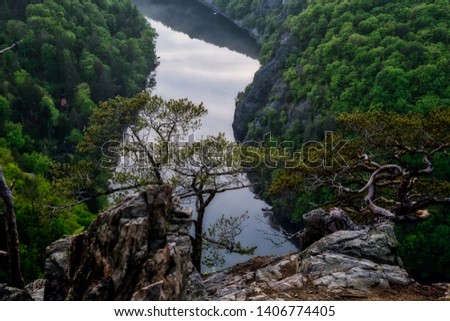 Czech Grand Canyon Horseshoe. Famous czech Lookout May near Prague. Meanders of river Vltava in central Bohemia, Czech republic