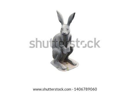 rabbit or hare made of gray stone isolated on white background