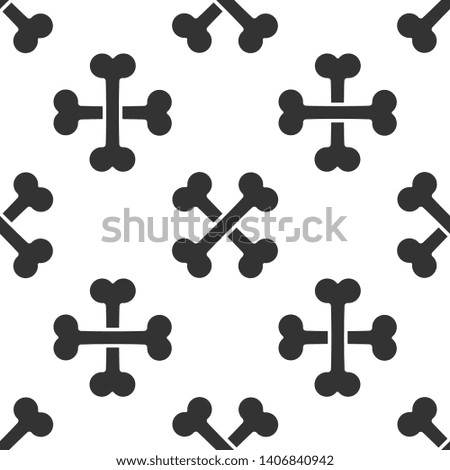 Grey Crossed bones icon isolated seamless pattern on white background. Pets food symbol. Vector Illustration