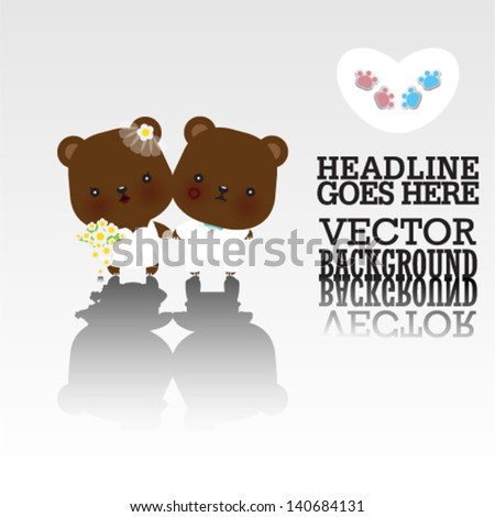 Wedding teddy bears - vector illustration