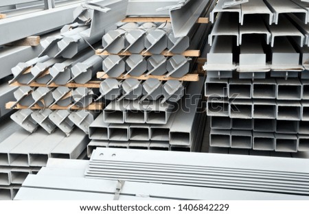 warehouse with metal products stock photography