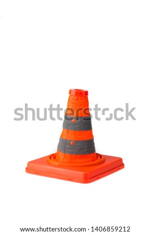 Foladable safety cone isolated on white background