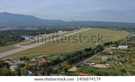 Aerial photo from small airport of Tatoi in North Attica, Greece