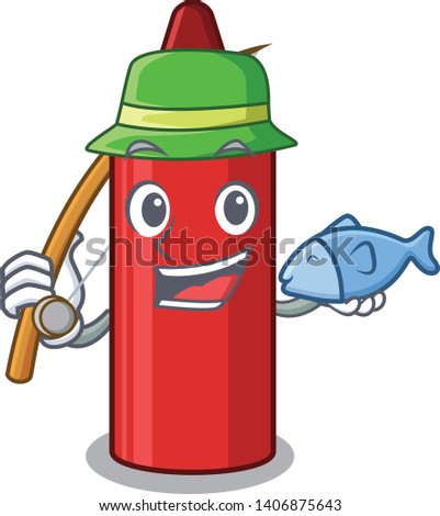Fishing red crayon in a cartoon