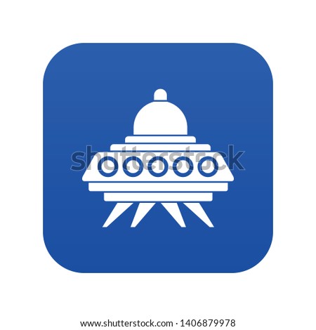 Alien spaceship icon digital blue for any design isolated on white vector illustration