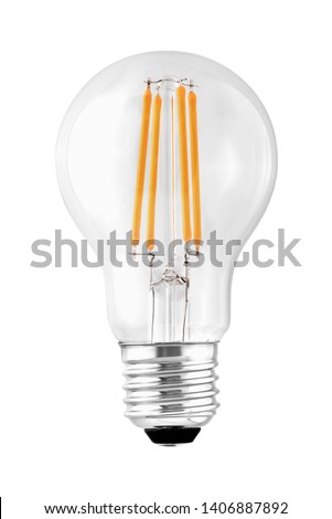 LED filament bulb isolated classic E27 A55 type Royalty-Free Stock Photo #1406887892