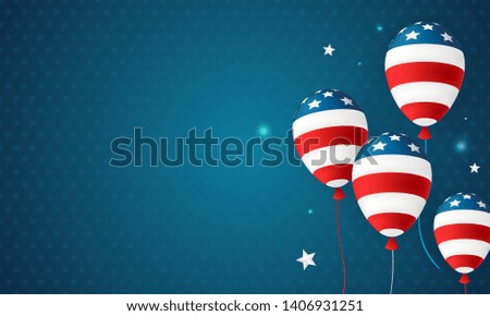 America Background vector illustration. USA balloons on blue star pattern. vintage style