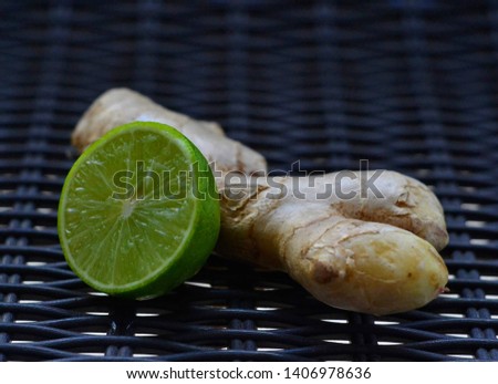 Ginger and limeon the wicker background
