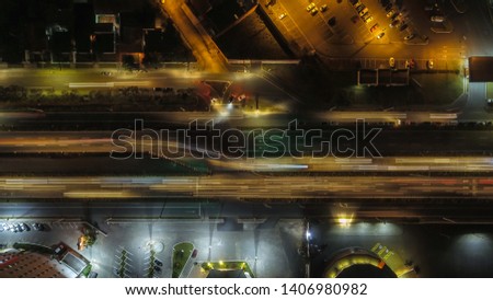 cars in brazil in parana in long exposure made by drone in high resolution
