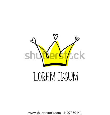 Hand drawn crown icon on a white background. Doodle style. Vector illustration.