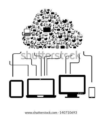 surfing the cloud over white background vector illustration