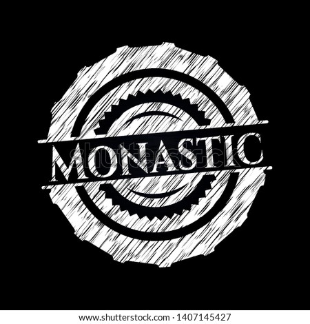 Monastic chalkboard emblem. Vector Illustration. Detailed.