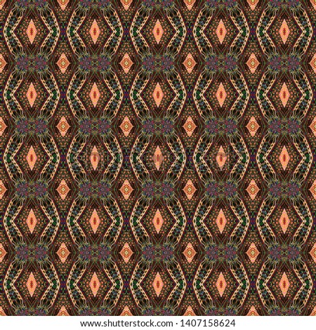 Colorful seamless ikat Persian Carpet. Ethnic texture abstract ornament. Mexican Traditional Carpet Fabric Texture. Arabic,turkish carpet ornament. African textures and traditional motifs, vintage.