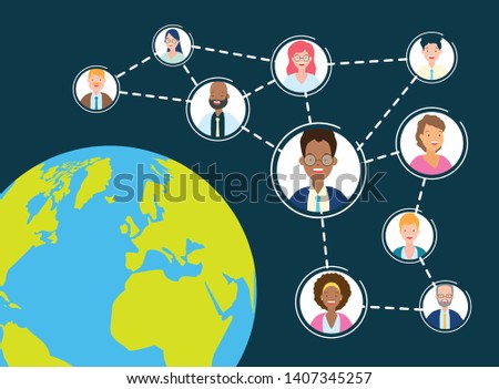 diversity man and woman characters world people vector illustration