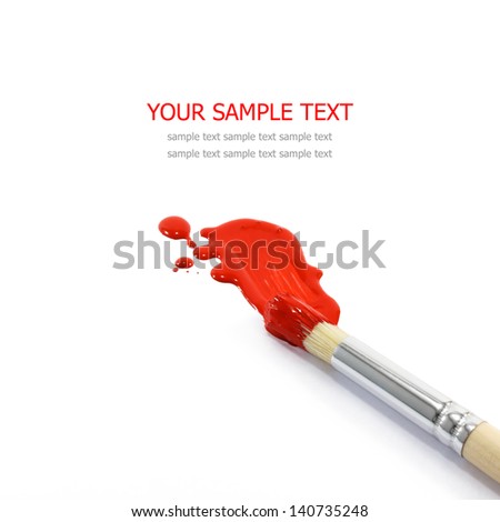 Artists paint brush and red paint Royalty-Free Stock Photo #140735248