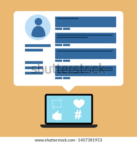 Isolated laptop screen with social media icons - Vector