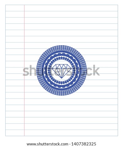 diamond icon pen draw. Blue ink. Vector Illustration. Detailed.