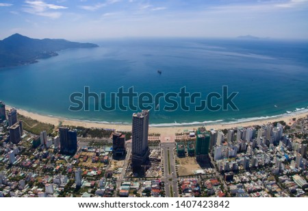 Panoramic aerial view of Da Nang city.