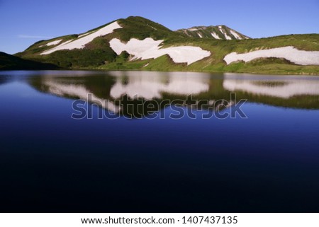 Summer mountain scenery reflected in the lake