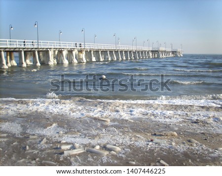 Baltic Sea - frozen pier in Orłowo Gdynia