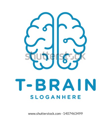 brain and technology logo illustration