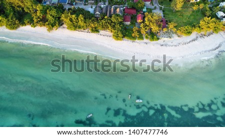 anse volvert cote d'or beach on Praslin island in Seychelles aerial view 
