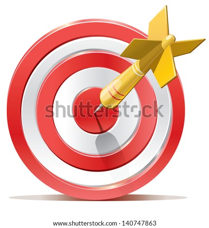Red darts target aim. Successful shoot