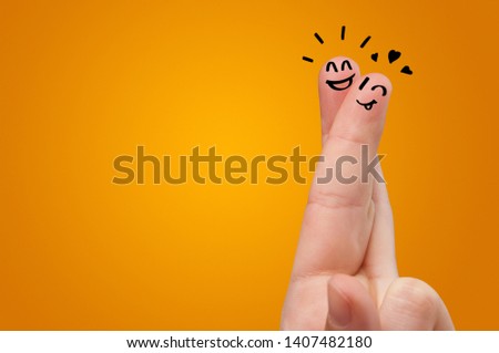 Waggish happy fingers with team building concept