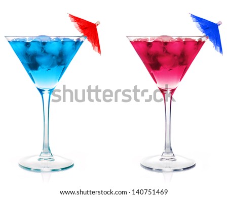 One blue cocktail martini