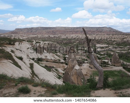 The wide landscape of cave mountain with clear blue sky background