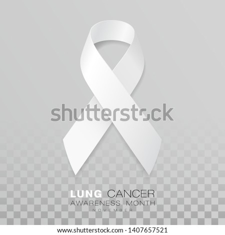 Lung Cancer Awareness Month. White Color Ribbon Isolated On Transparent Background. Vector Design Template For Poster. Illustration.