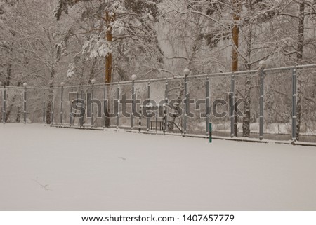 Suddenly there was a big snowfall. Snow covered the Playground.