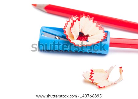 sharpener and red pencil isolated on a white background