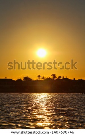 beautiful Australian sunset, silhouetted buildings in the background