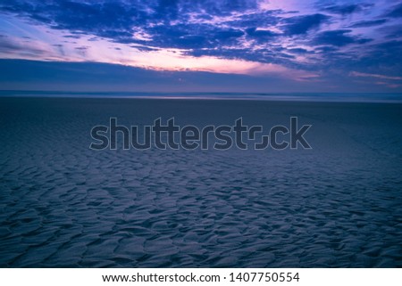 Sunset on Perranporth beach Cornwall