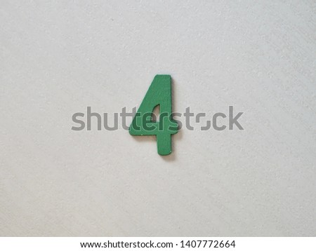 Letter 4 made of wood  