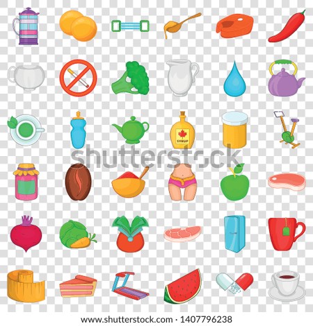 Wellness icons set. Cartoon style of 36 wellness vector icons for web for any design