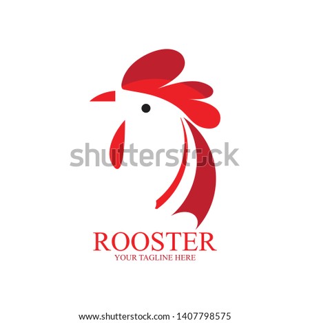 Abstract red rooster logo design