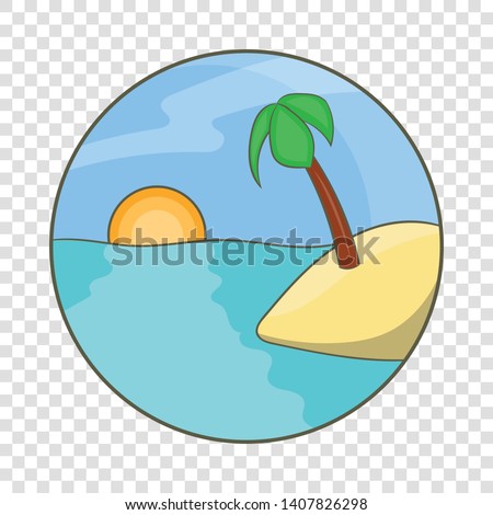 Tropical ocean island with palm tree icon. Cartoon illustration of tropical ocean island with palm tree vector icon for web