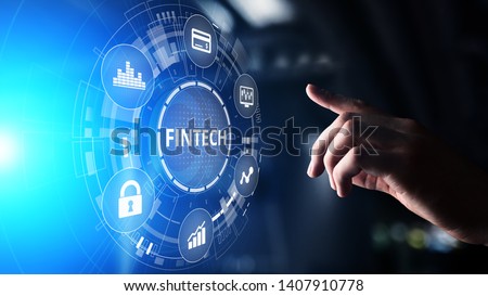 Fintech Financial technology Cryptocurrency investment and digital money. Business concept on virtual screen. Royalty-Free Stock Photo #1407910778