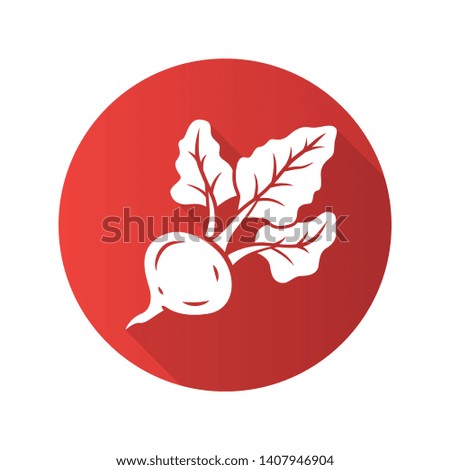 Beet flat design long shadow glyph icon. Agriculture plant. Soup ingredient. Vitamin and diet. Organic food. Healthy food. Vegetarian and vegan nutrition. Vector silhouette illustration